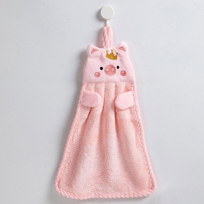 1pc Microfiber Cute Hand Towels, Lazy Rag Towel, Household Cute Absorbent Kitchen Towel Bathroom Accessories pink