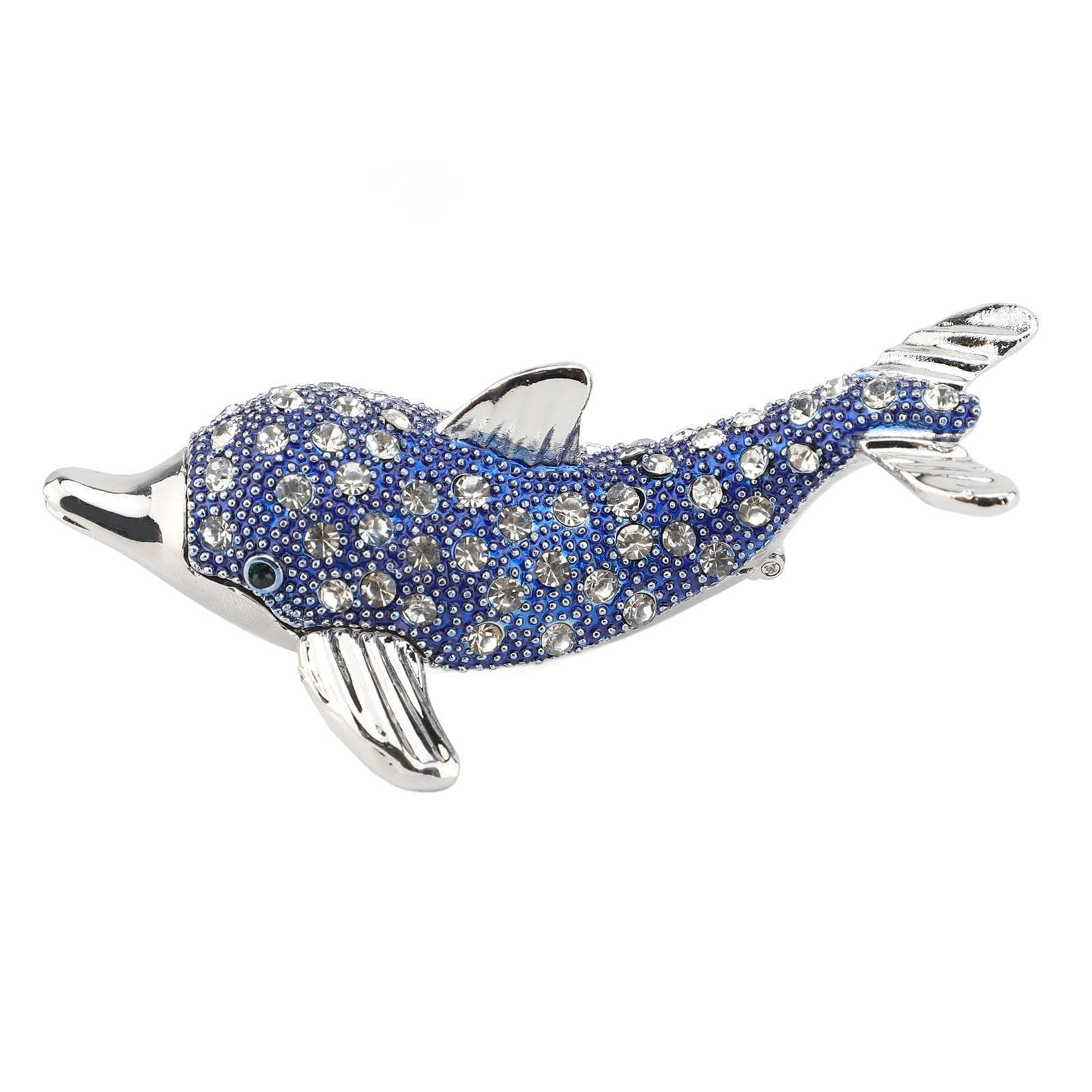 Jewelry Box Dolphin Shaped Handmade Rhinestone Decor Trinket Box for Ring Necklace Gift Box
