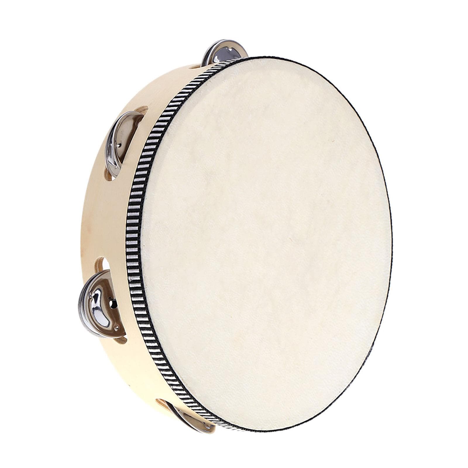 8 Hand Held Tambourine Bell Wood Headless Tambourine Bell with Metal Single Row Jingles Educational Musical Toy for Children