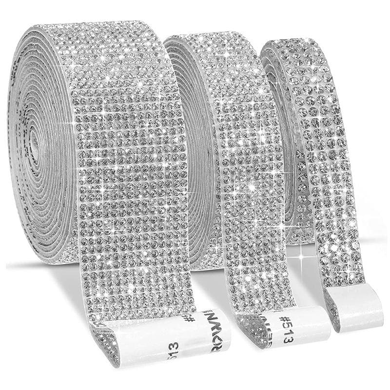 1Yard DlY Diamond Ribbon Self-Adhesive Crystal Rhinestone Decoration Gemstone Sticker Bling 2rows silver