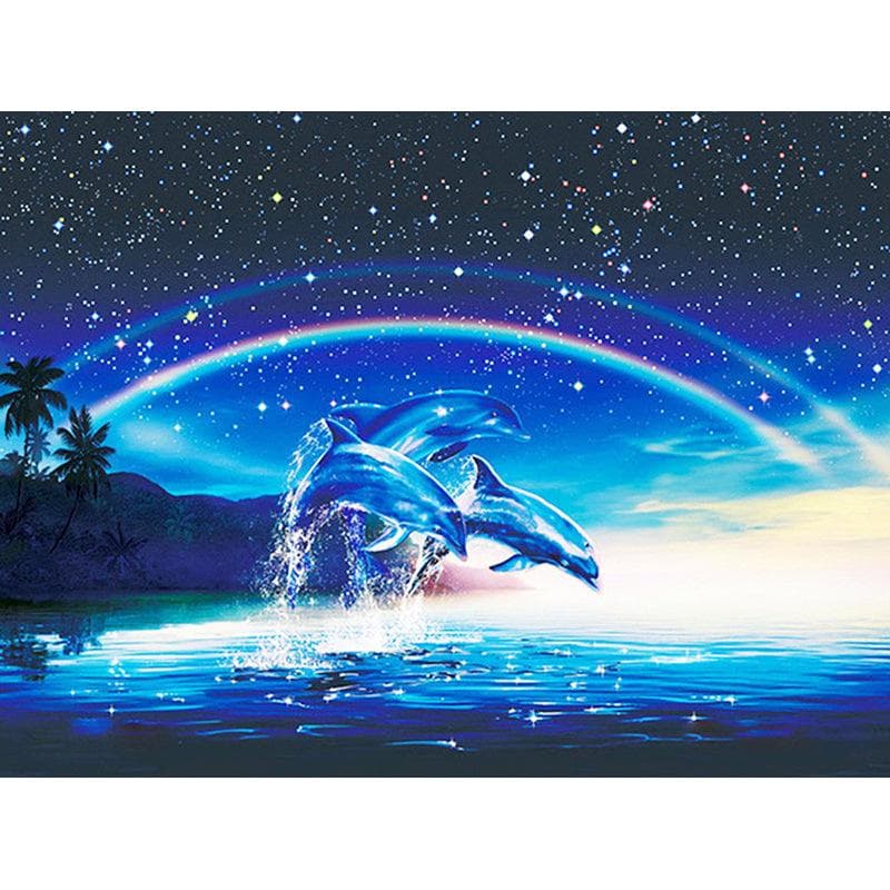 Diamond Painting Cartoon Animal Dolphin&rainbow Cross Stitch Diamond Mosaic Craft Diamond Embroidery 20X30CM