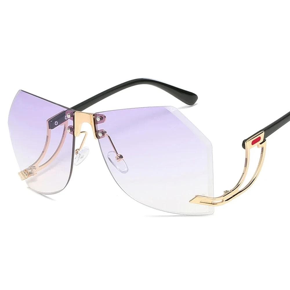 New Irregular Rimless Sunglasses Women Designer Alloy Frame Oversize Gradient Sun Glasses Fashion Female Clear Shades