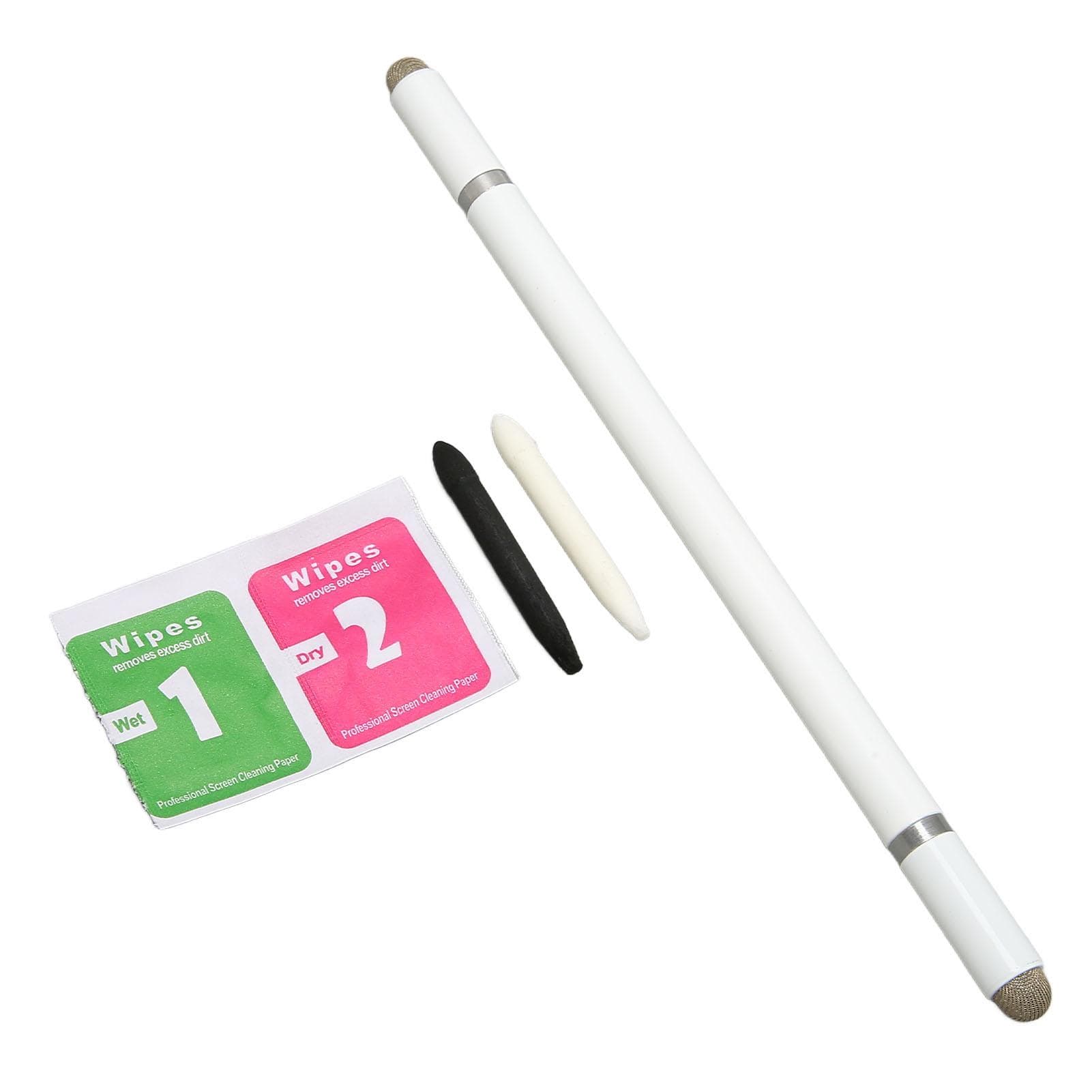 Black Stylus Pen 4 in 1 Multifunctional Accurate Positioning Capacitive Stylus with 2 Fiber Nibs white