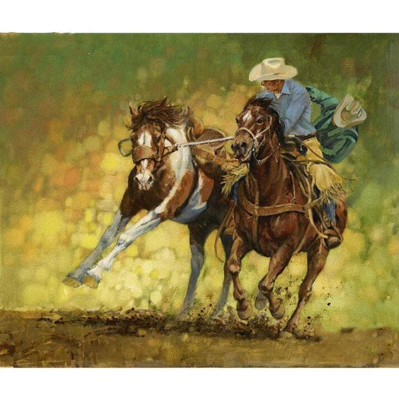 Diamond Portrait Painting Cowboys Training Horse Embroidery Cross Stitch Mosaic Gift Home Decor 20X30CM