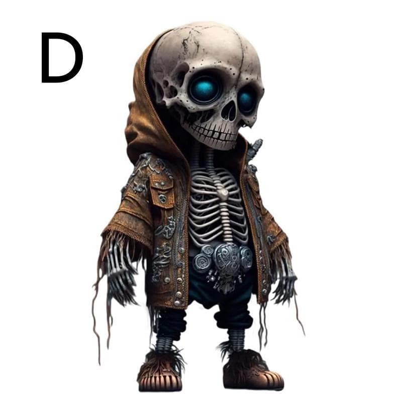Cool Skeleton Figurines Halloween Skeleton Doll Ornament D orange