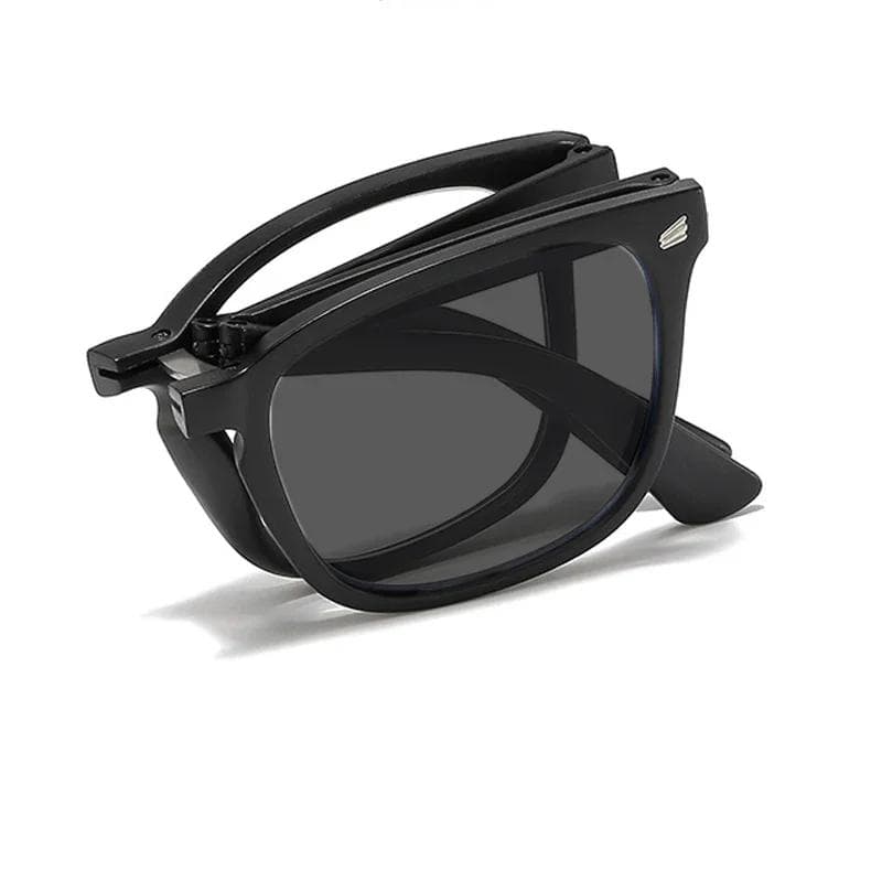 Folding Photochromic Sunglasses Vintage Color Changing Square Reading Glasses for Women Men Outdoor Presbyopia 3.0