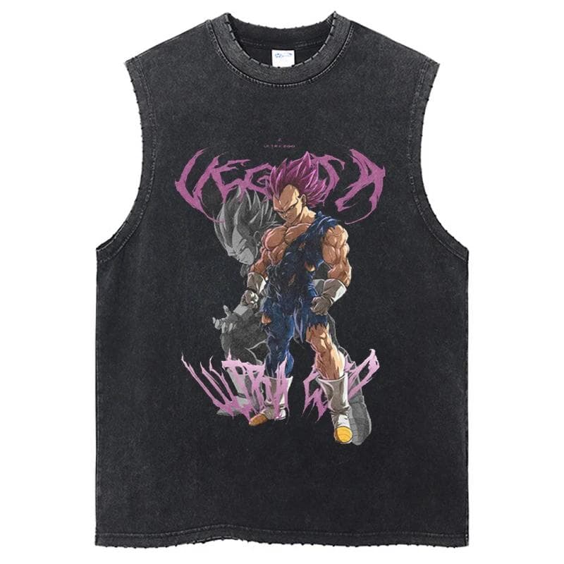 Dragon Ball Z T-shirts Harajuku Hip Hop Fashion Vintage Washed Anime Man Tops Tees Retro Manga Oversize Sleeveless Vest L