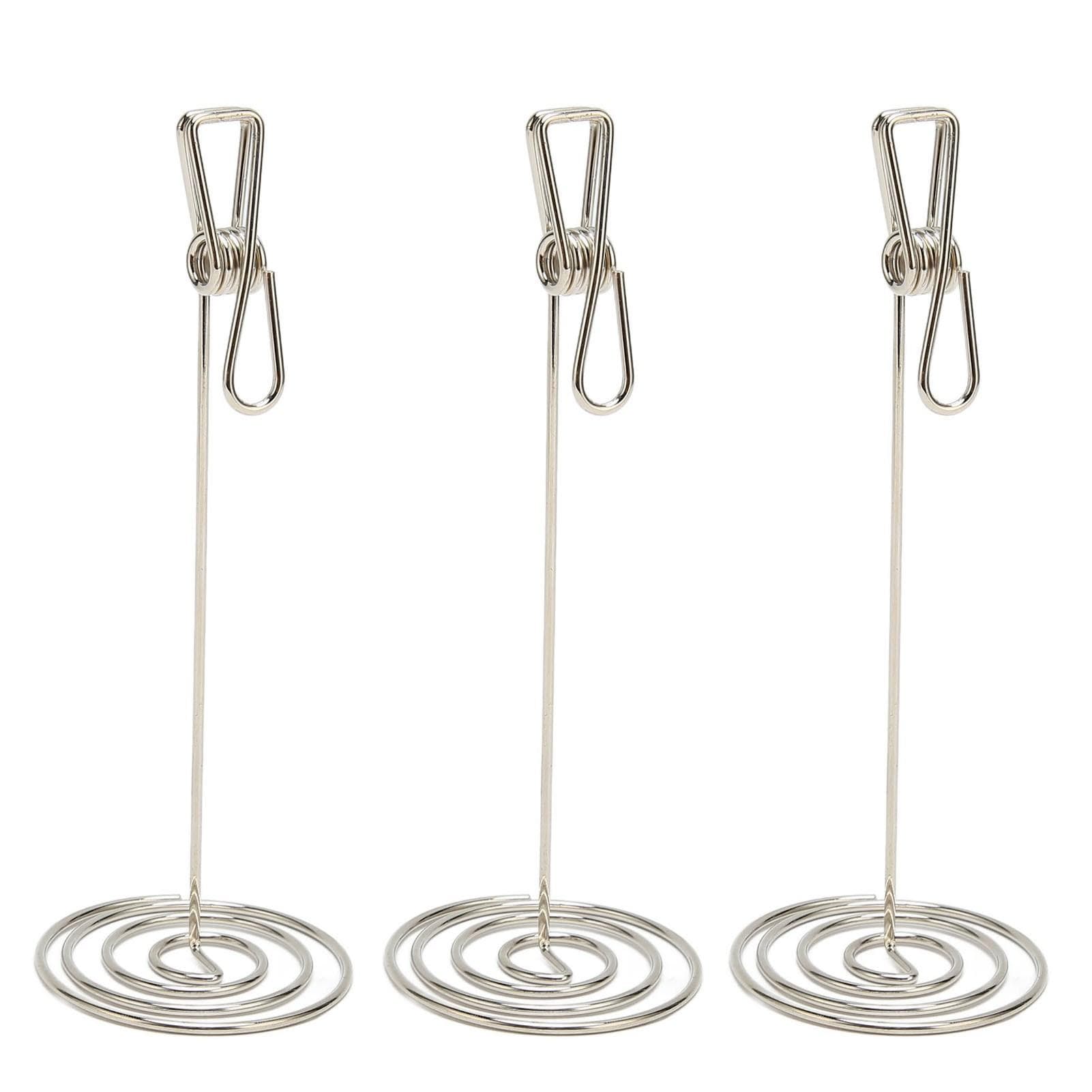 24pcs Table Number Holder Simple Electroplated Silver Fish Mouth Shape Place Card Holder for Photos