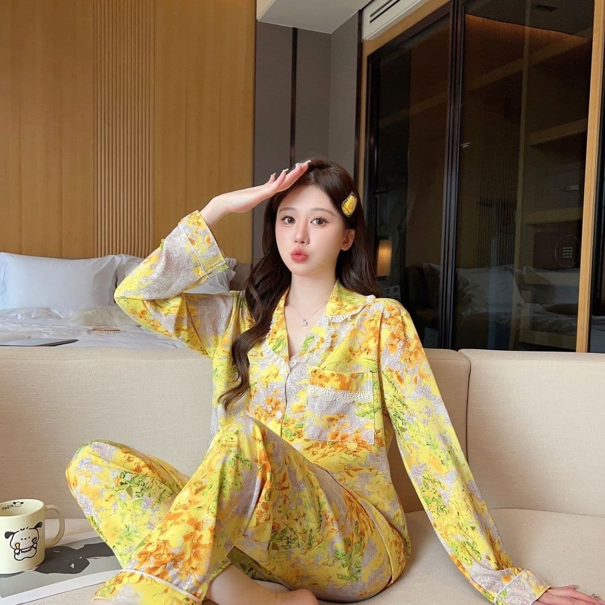 Women's Casual Loose Pajamas Set Spring Autumn Long Sleeve Sleepwear Suit Thin Ice Silk Luscious Loungewear Ladies Dorm Pijamas 2XL
