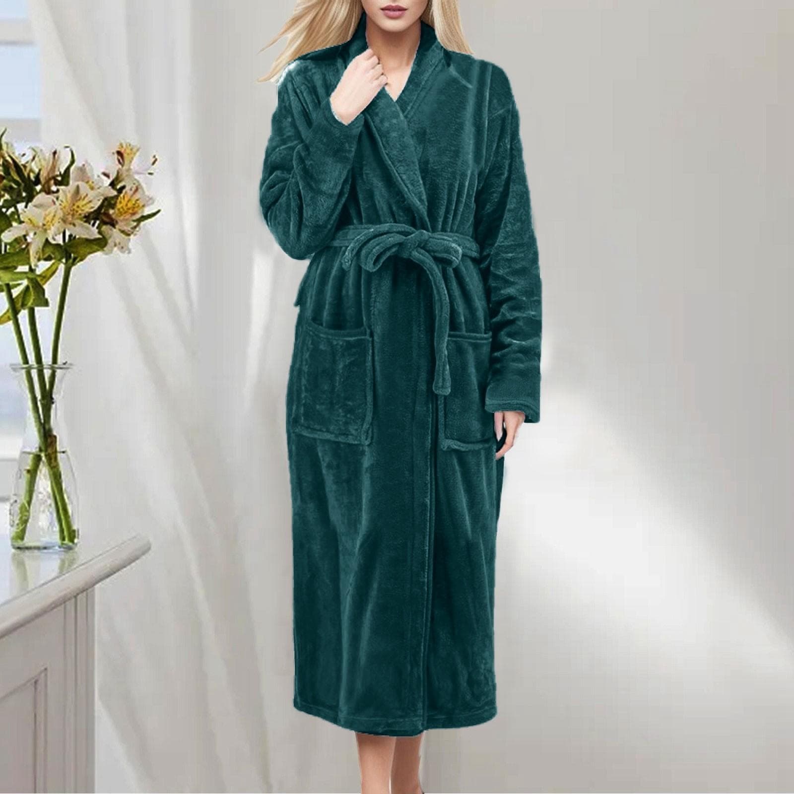 Thicken Warm Flannel Robe Winter Long Sleeve Plush Bathrobe Cardigan Women Fleece Nightgown Lounge Sleepwear Bathing Homewear XL