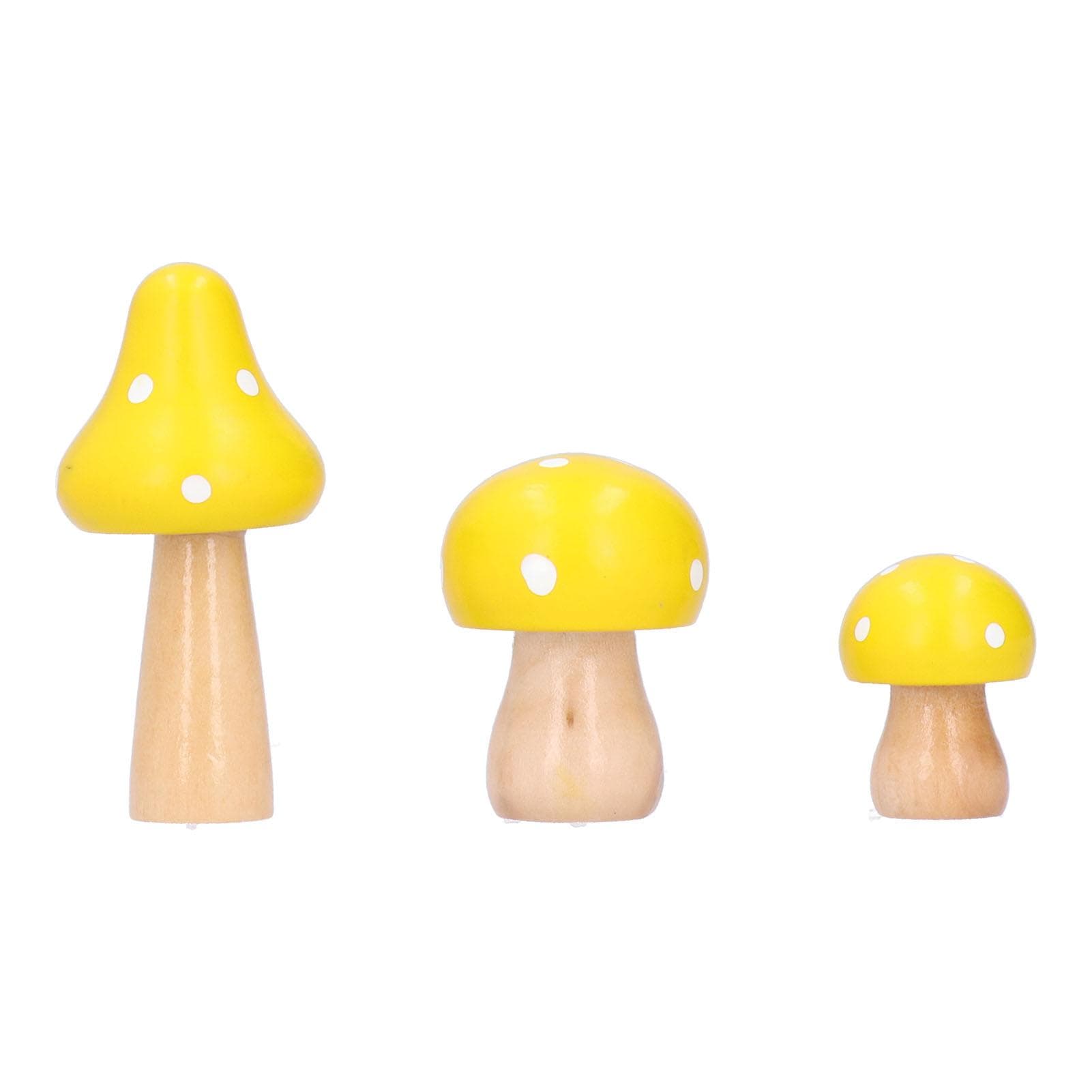 3Pcs/Set Mushroom Crafts Innovative Cute Wooden Ornaments Home Office Desktop DecorationRed yellow