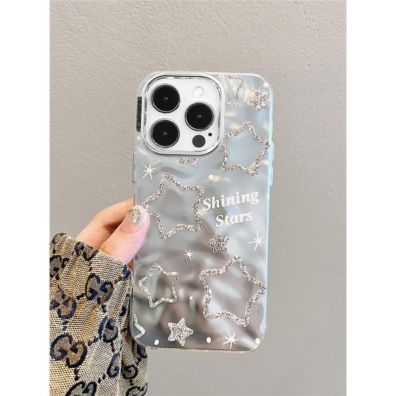 Silver Stars Are Suitable for Apple 15 Phone Case IPhone 14 Promax Water Ripple 13 Personality 12PRO High Apple XS