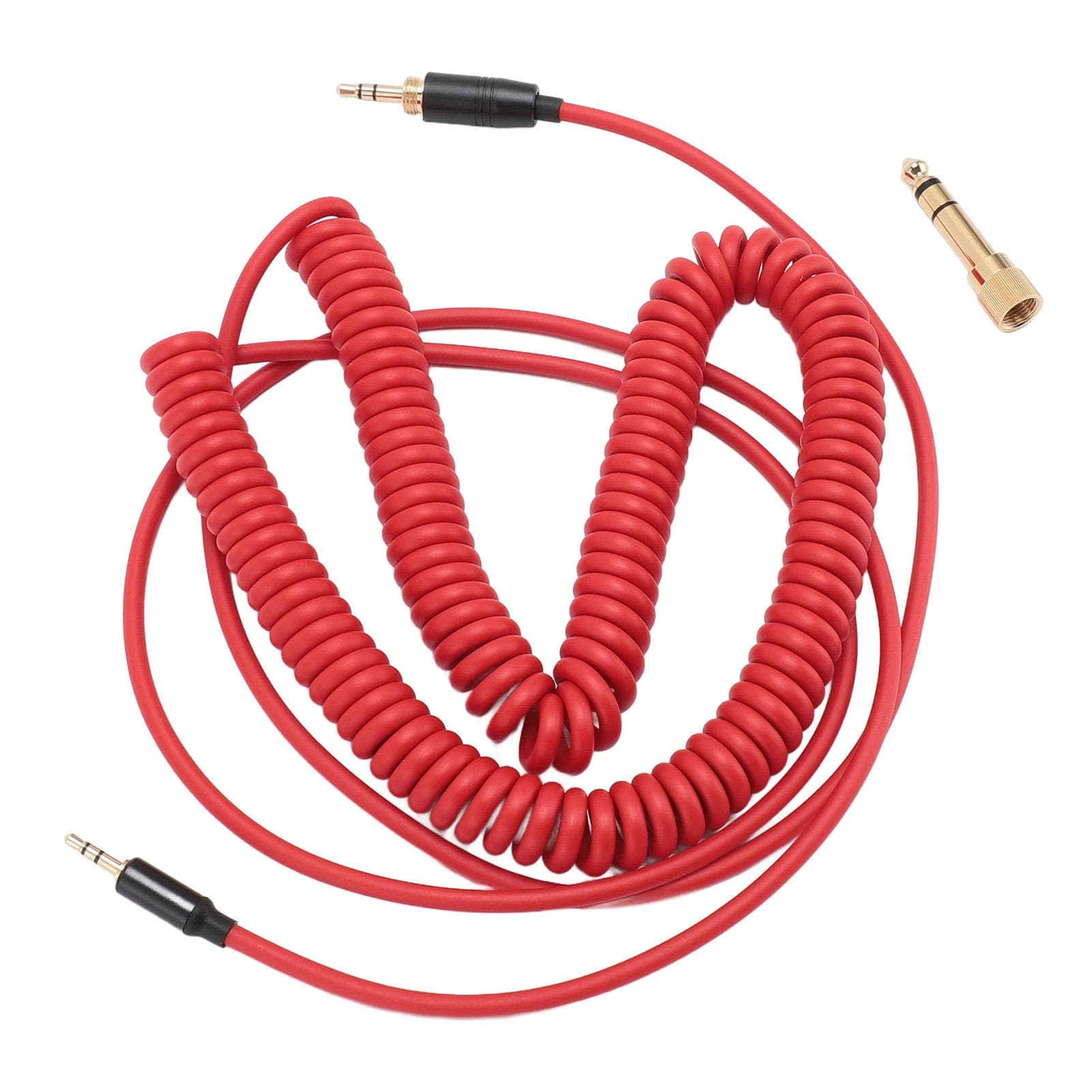 Coiled Headphone Cable Gold Plated Connector Replacement Headset Sound Cord for NC700 QC45 QC35 red