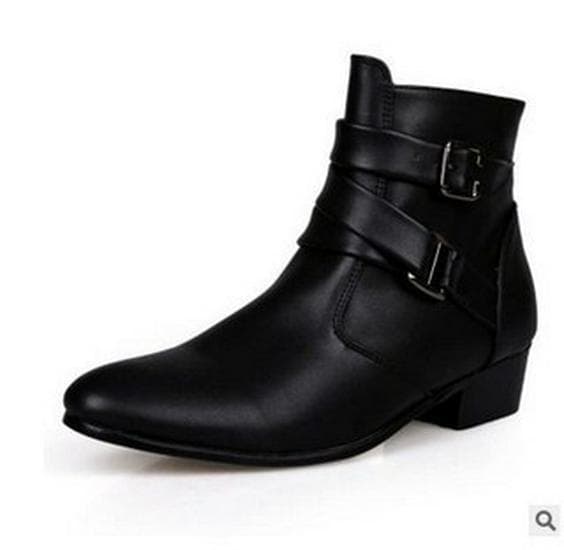 Men's High-Top Leather Martin Boots - British Business Style, Pointed, Wear-Resistant, Casual Autumn/Winter, Large Size. 42 black