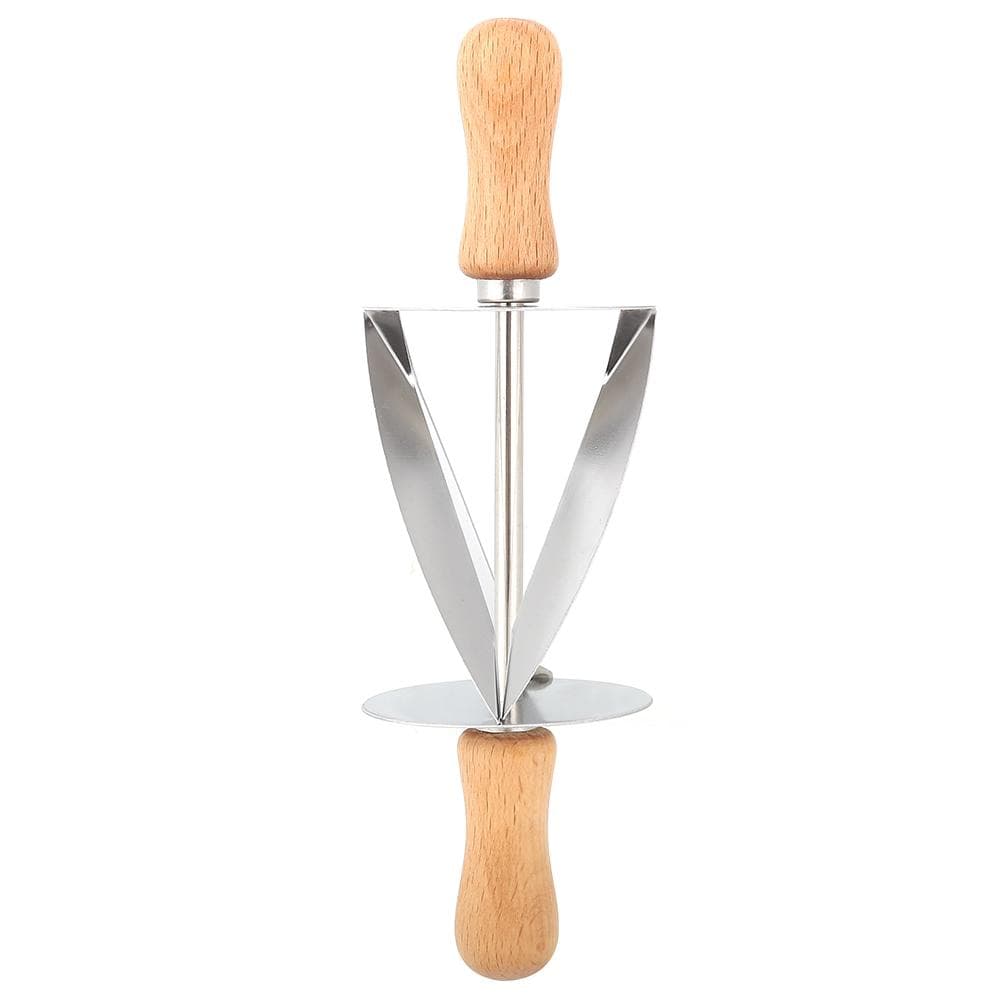 Stainless Steel Croissant Rolling Cutter Bread Dough Pastry Making Tool with Wooden Handle