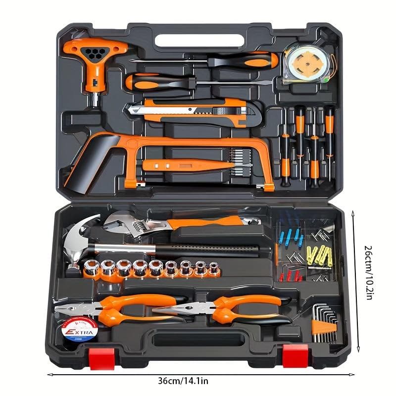 82PCS Tool Set Universal Household Handmade Tool Set, with Plastic Toolbox Storage Box, Home Optional Tool Kit, Home and Office Vehicle Repair Kit 1 Set