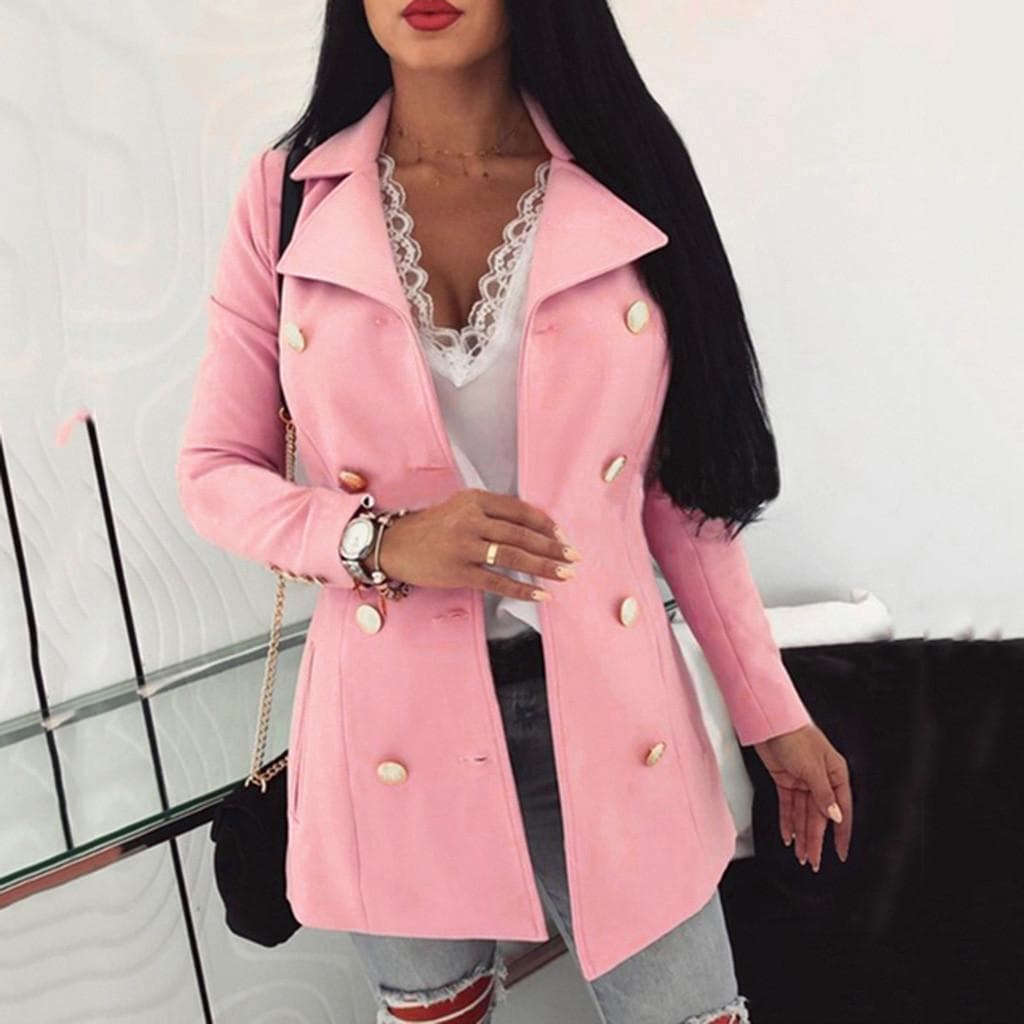 Autumn and Winter New Woolen Women's Coat Multi-button Women's Top XXL