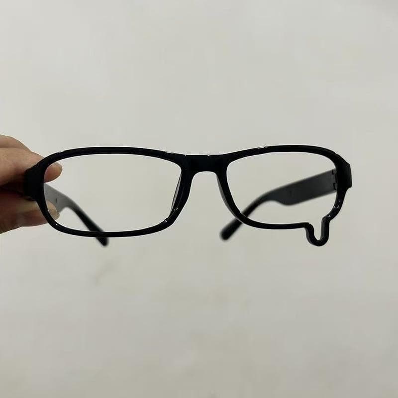 New Crying Dripping Tears Glasses Unisex Black Frame Retro Fashion Eyewear Plain Lens Decorative Accessory