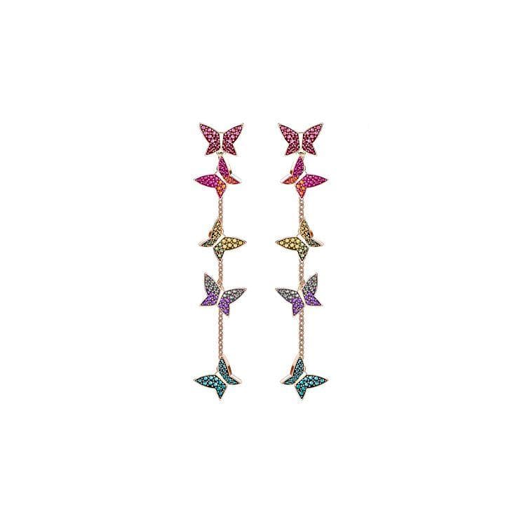 Swarovski Lilia Long Butterfly Pierced Earrings Sweet Elegant Niche Design Imitation Crystal Women earrings Colorful 5378693 Box (Random Color)