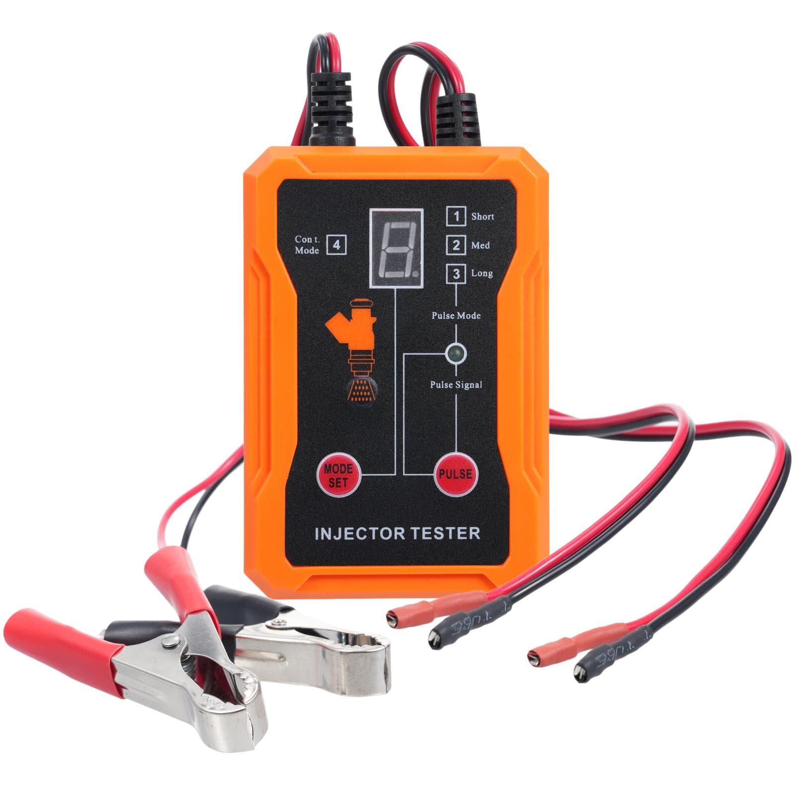Fuel Injector Tester Cleaner Tool up to 8 Pulse Modes Injector Tester Short Circuit Protection 12V orange/black