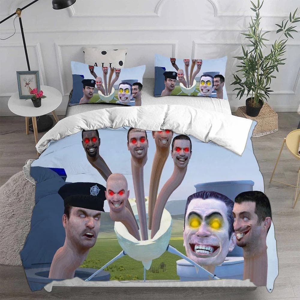 Game Skibidi Toilet Arale Comforter Bedding Sets Gamer Quilt Cover Duvet Cover Sets Kids Adult Size 178x220cm-3pcs