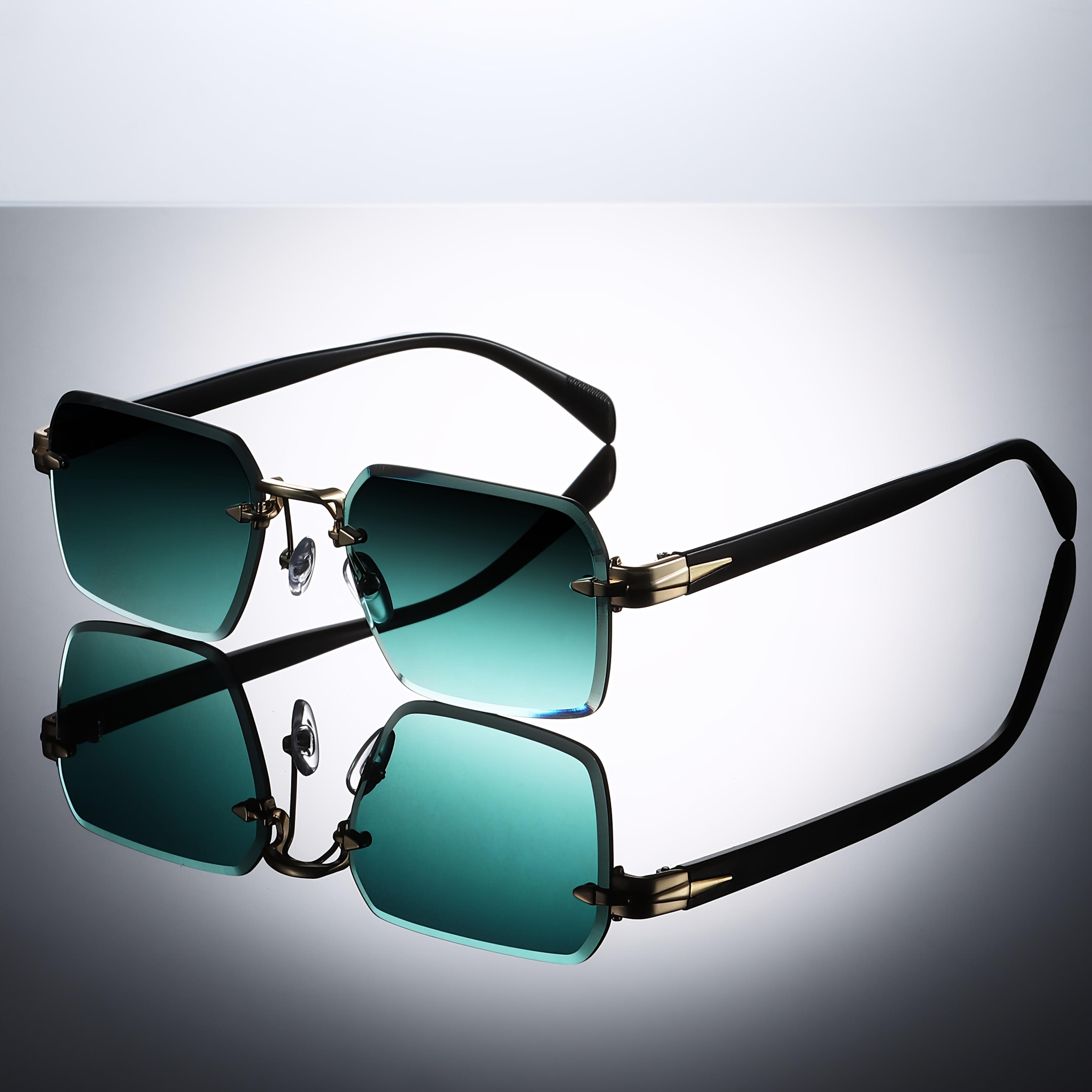 Frameless Square Glasses European American Style Cut Edges Multiple Colors Fashion Eyewear