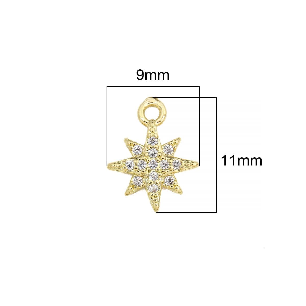 Copper Zircon Sun Lightning Charms Pendants for Necklace Earring Bracelet Making 9x11mm gold