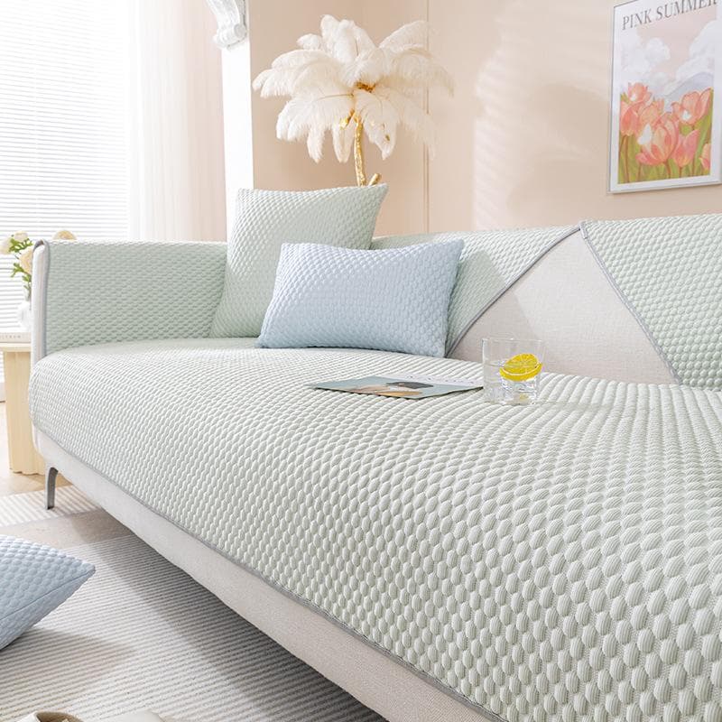 Summer Ice Silk Sofa Cover Non-slip Solid Color Sofa Mat Living Room Universal Cool Feeling Couch Slipcovers Armrest Backrest 70x70cm 1pcs