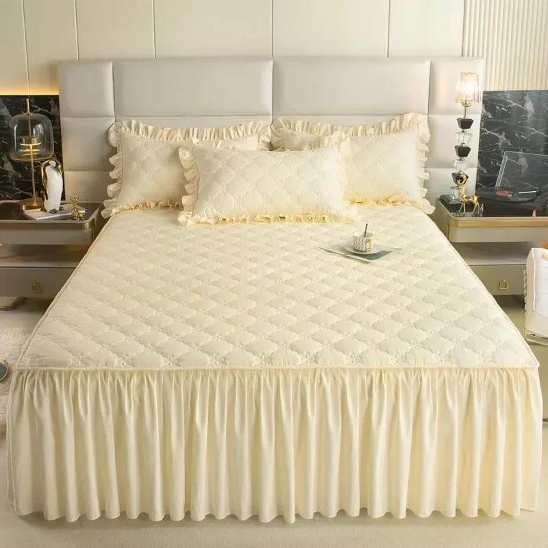 1Pcs Skin-friendly Brushed Bed Skirt Single Piece Laminated Cotton Bed Skirt Cover Single and Double  Ruffle Bed Cover Pair of Pillowcases