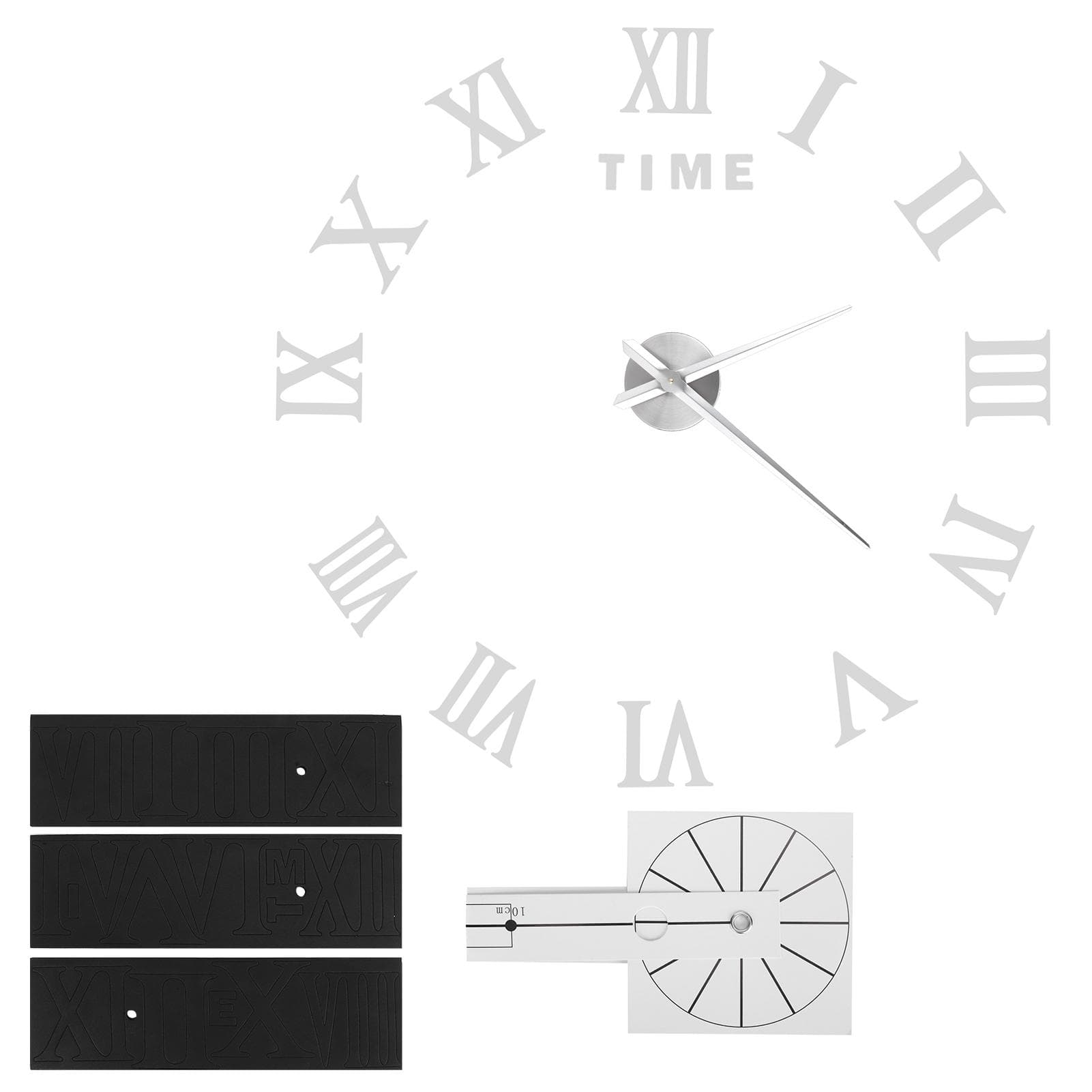 DIY Wall Clock Roman Numerals Frameless Mirror Surface Wall Clock Home Living Room DecorSilver silver