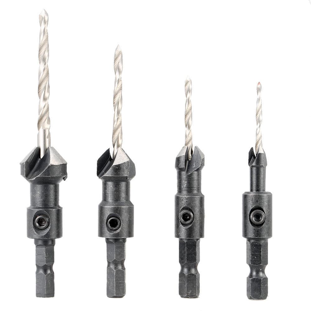4 Pcs/set HSS Countersink Drill Bit Hole Saw Woodworking Tool 3/10/13/16#