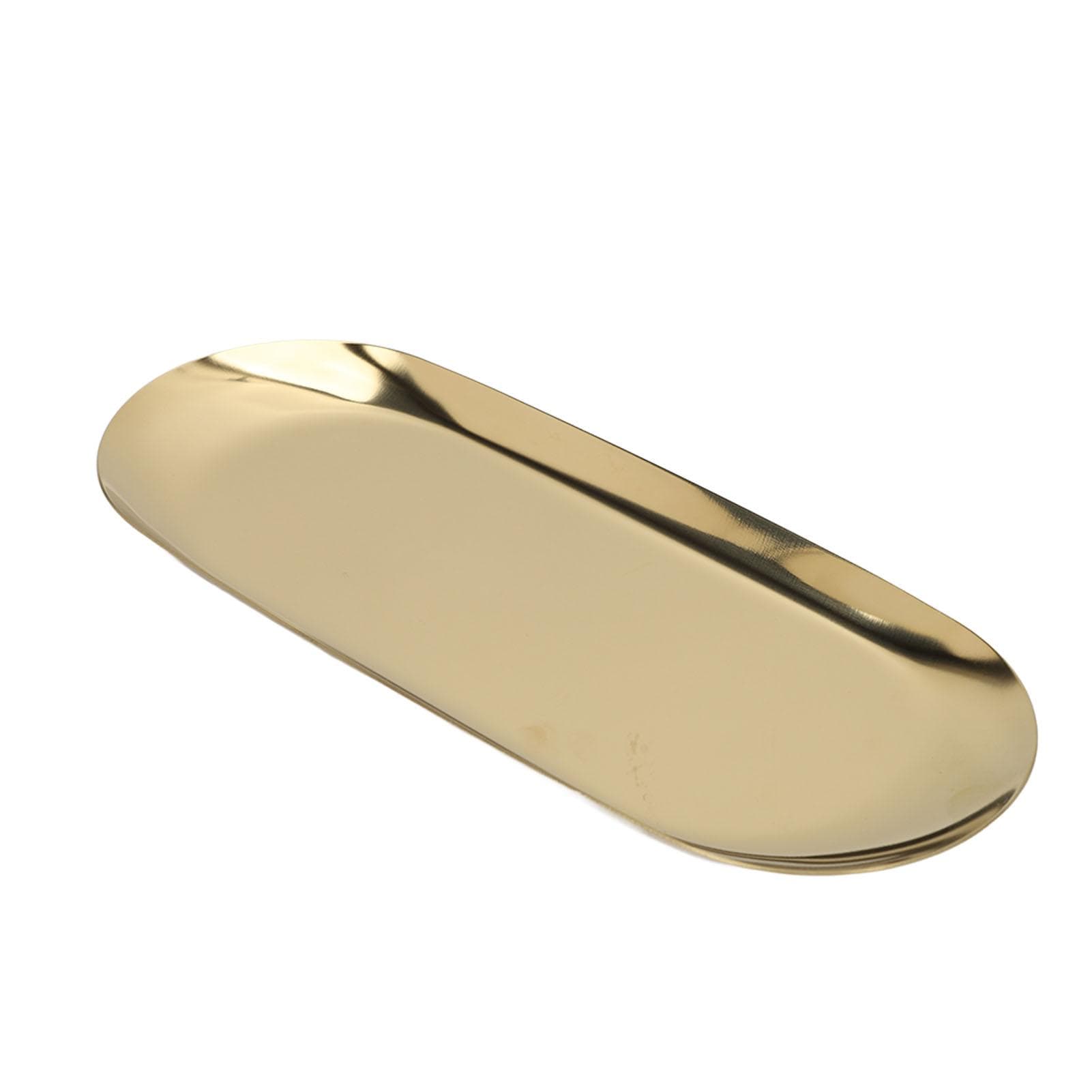 Oval Jewelry Tray Mirror Reflection Vacuum Plating Oval Decorative Tray Glossy Edge Oval Nail