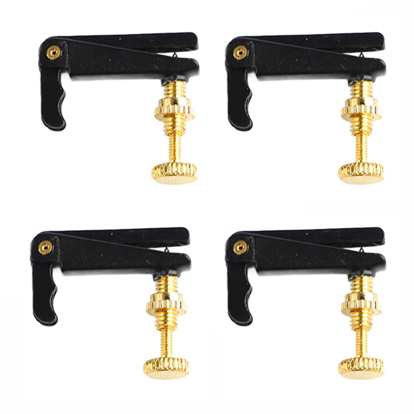 4Pcs 12 Violin Fine Tuner Metal Violin String Adjuster Part Musical Instrument Accessory Gold gold/black