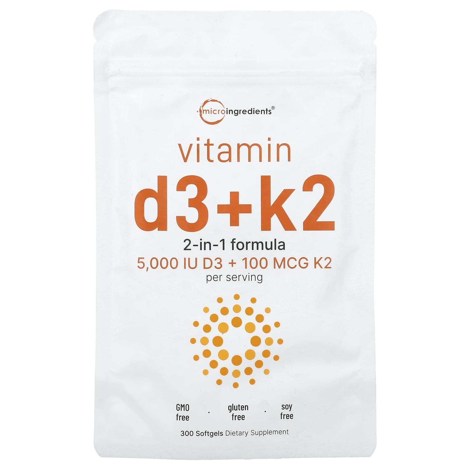 Micro Ingredients, Vitamin D3 + K2, 300 softgels