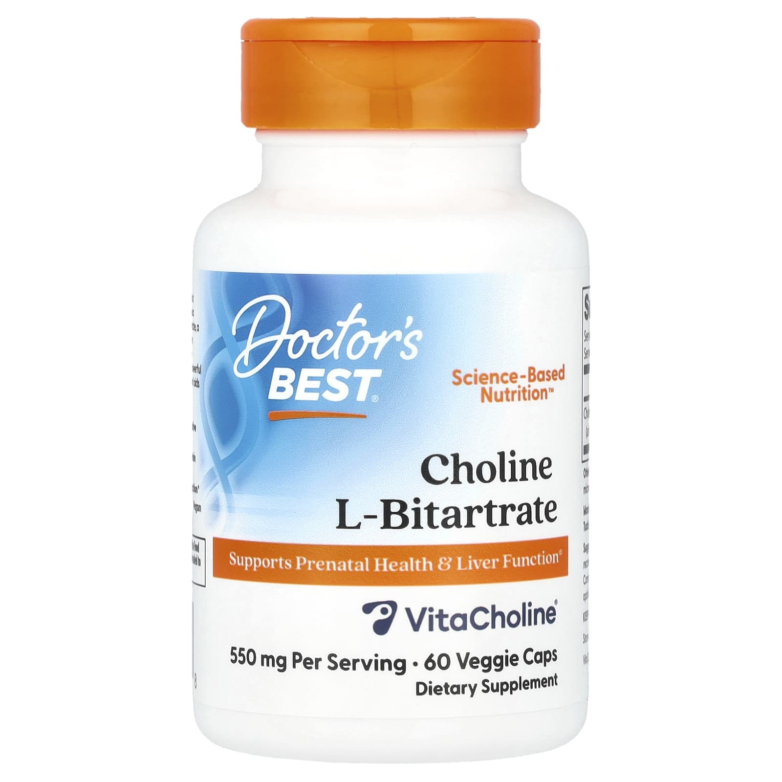 Doctor's Best, Choline l-Bitarate, 550 mg, 60 Veggie Capsules (275 mg per capsule)