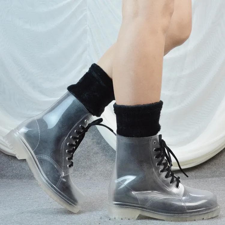 Fashion Women Boots for s Rain Boots Winter Transparent Candy Colour Girls Water Shoes Overshoes Non-slip Woman Ankle Boots Ladies 37