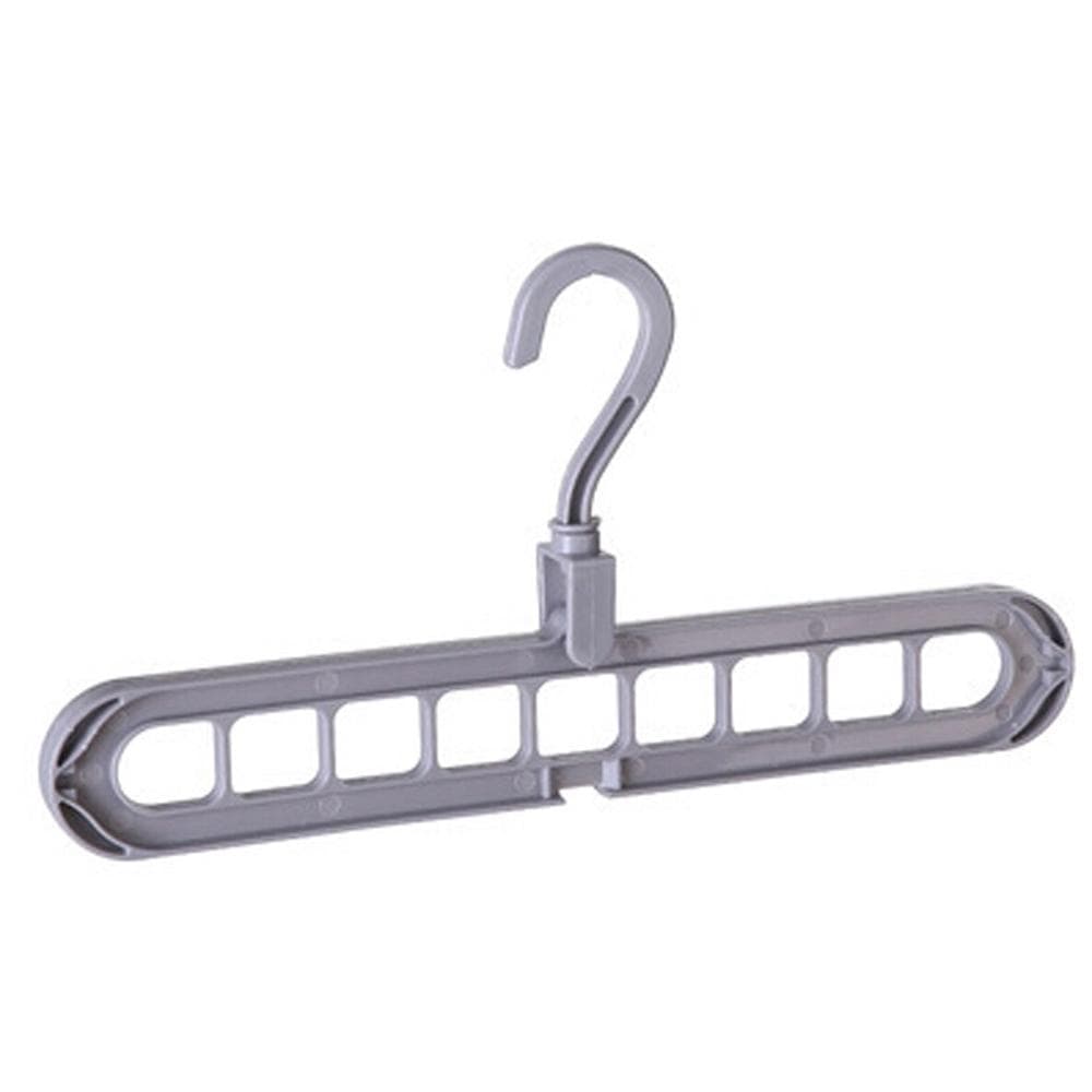 1Pc 9 Hole Household Storage Coathanger Folding Hanger 360 Degree Rotation Magic Hanger grey