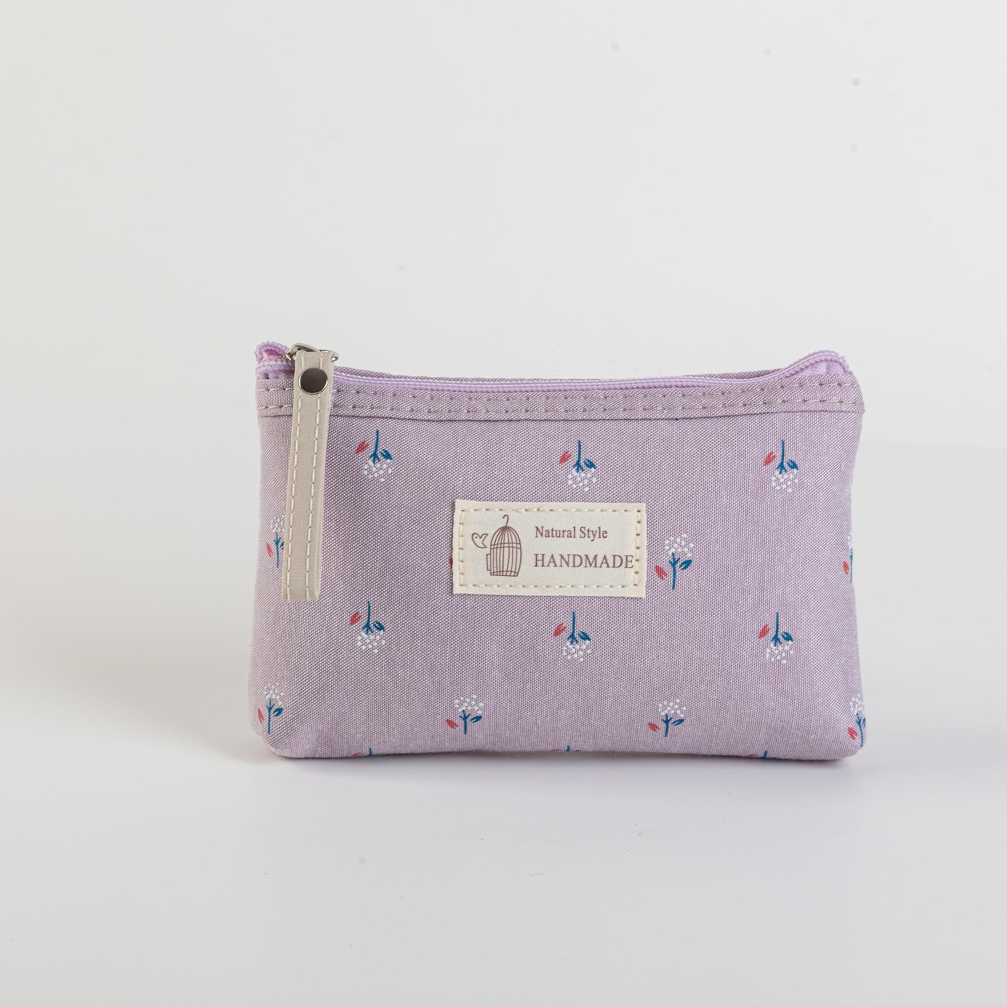 Canvas Printed Makeup Bag For Women Waterproof Portable Style Pencil Case, Travel Storage Toiletries Bag S purple