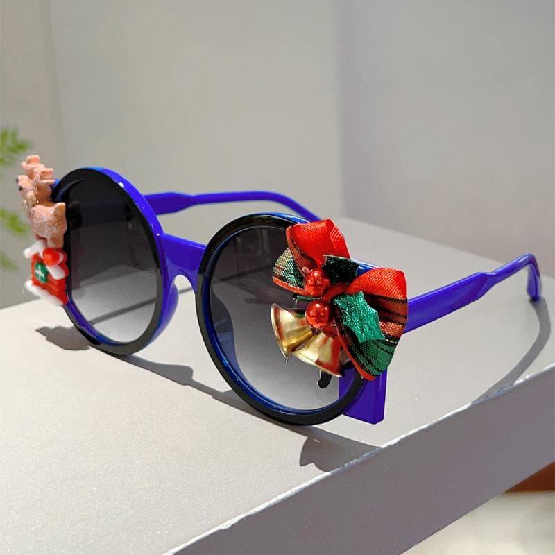 KAMMPT DIY Christmas Sunglasses Oversize Round Personalized Party Shades Funny Cute Cartoon Sun Glasses Limited Edition as picture shows