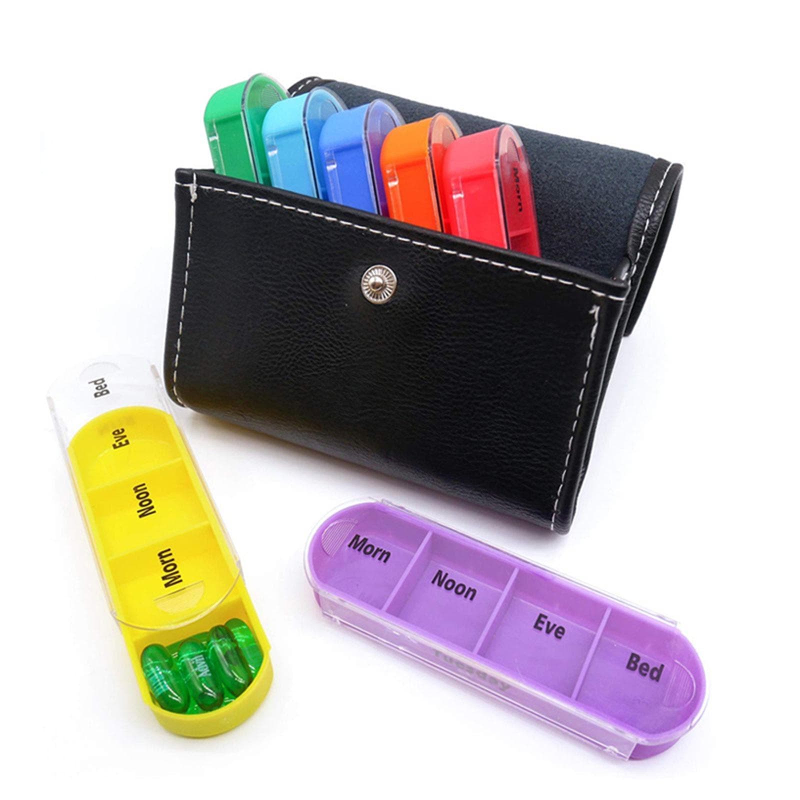 7 Days Weekly Pill Box 28 Compartments Pill Organizer Plastic Medicine Storage Dispenser Case multicolour