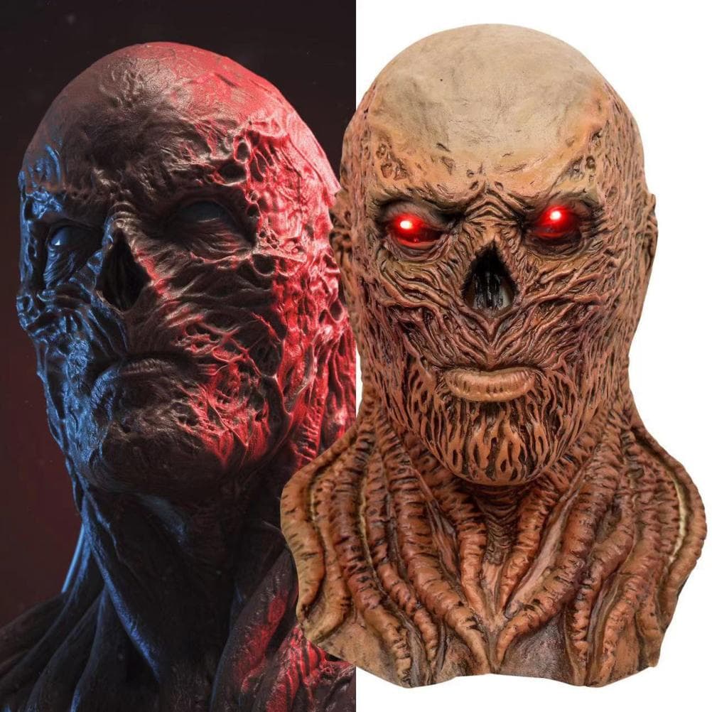 TV Drama Cosplay Face Cover Horror Latex Face Covering Headwear  with LED Light Halloween Party