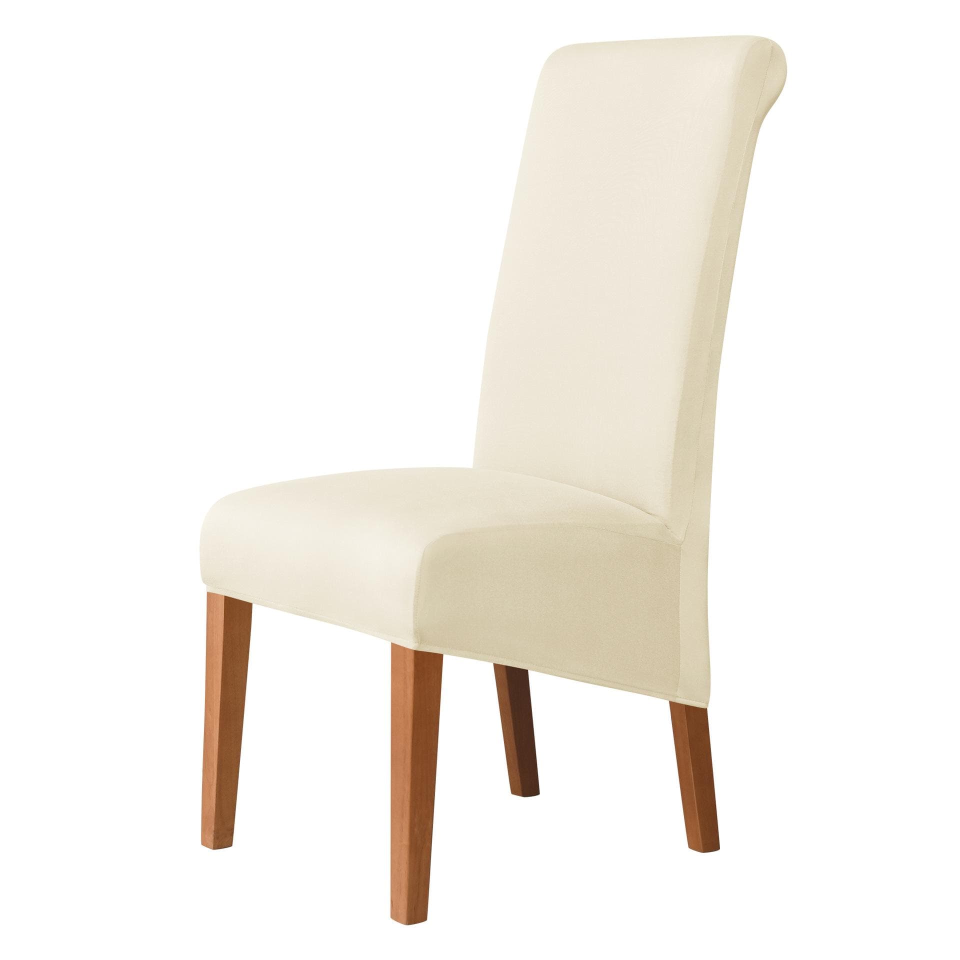 High Back Solid Color Chair Cover XL Size High Elasticity Smooth fabric Chair Covers for Dining Room Kitchen Stretch Home Decor 1pc ivory
