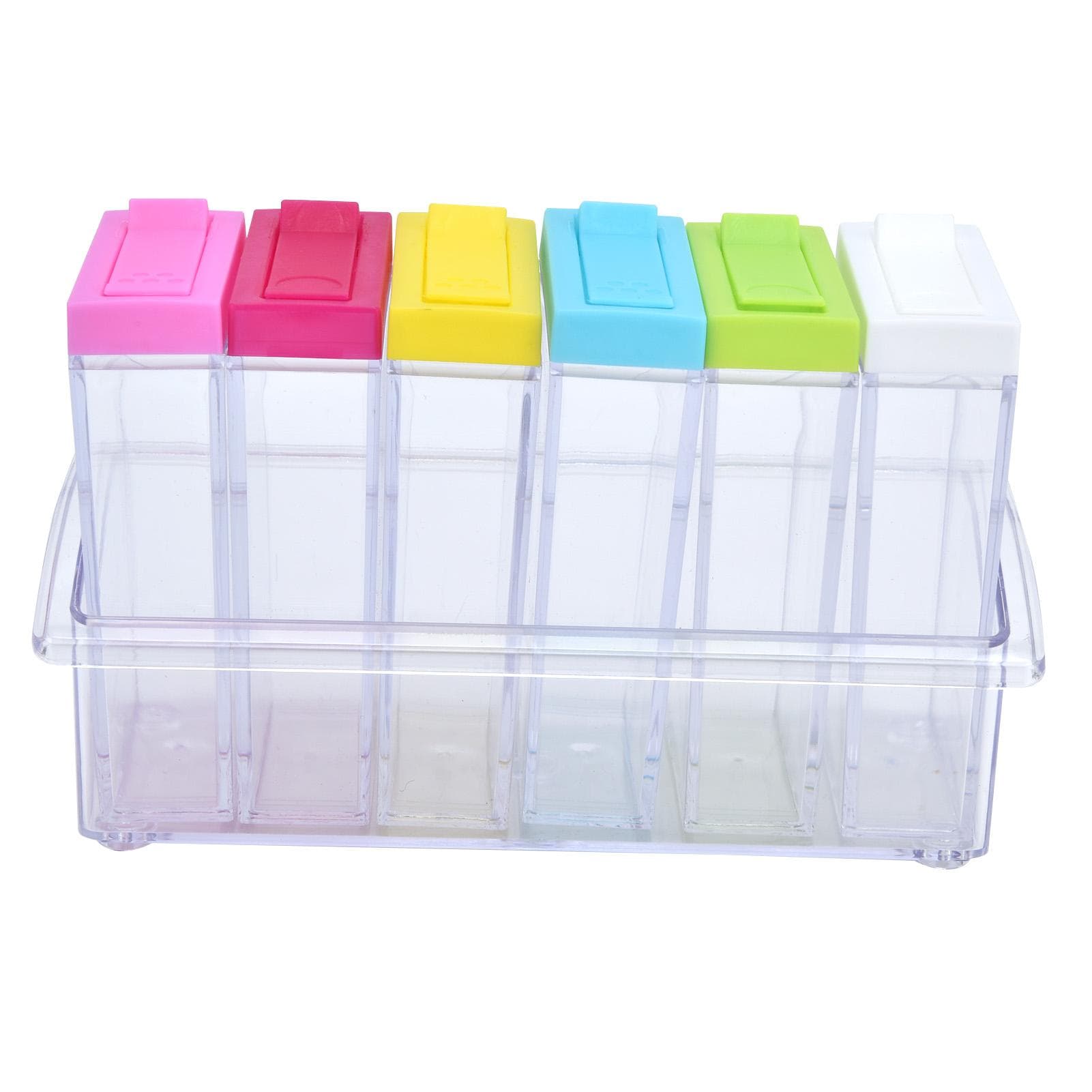 Seasoning Box SixPiece Food Grade ABS Salt Spice Jar Storage Box Kitchen Utensils white