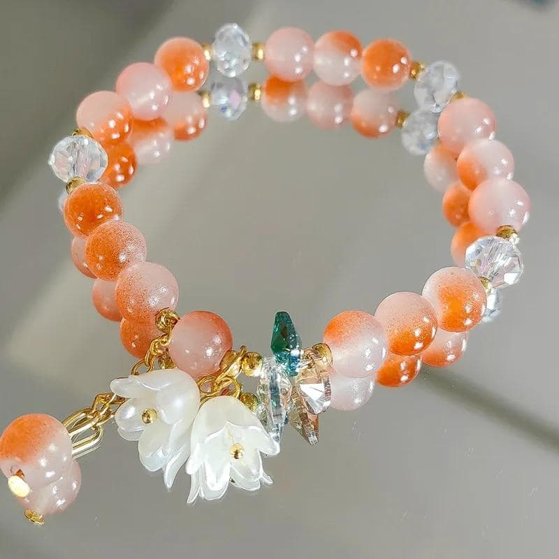 Sweet Popcorn Crystal Bracelet For Women Multicolor Glass Beads Lily of the ValleyFlower Bracelets Friendship Jewelry Gift