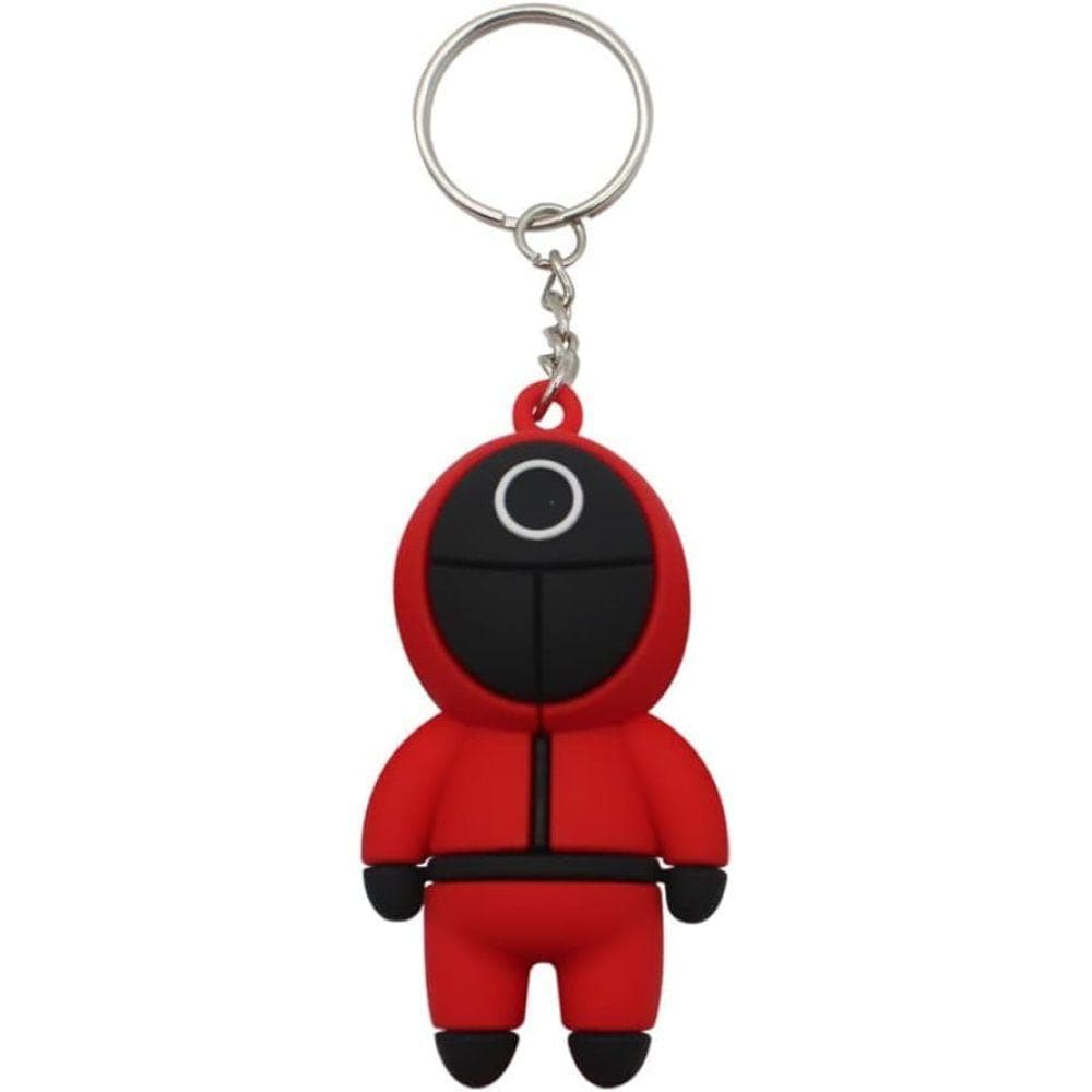 3D Squid Game Figures Mask Keychain Charms Accessories Round Six Cosplay Keychains for Ladies Women Men Kids Key Chain Toys Gift A-1Pcs red