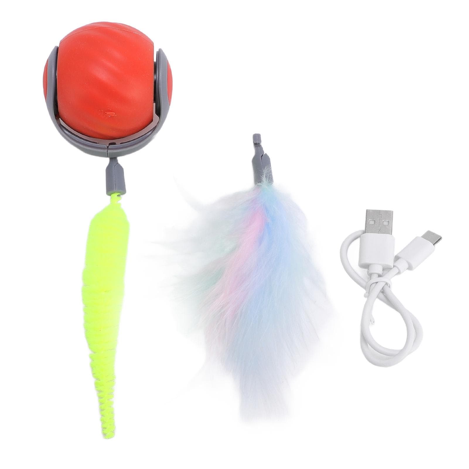 Smart Interactive Cat Ball Toy with Sound Teeth Grinding Prevent Boredom Bite Resistant Automatic red