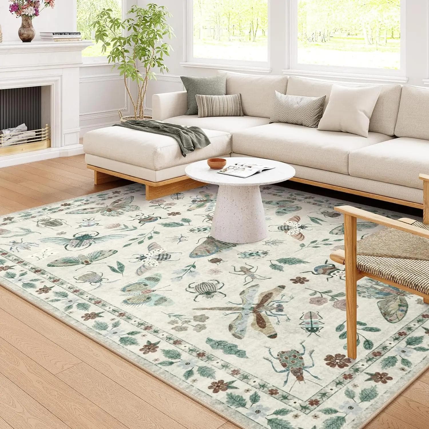 1pc Geometric Print Rug Boho Stylish Carpet Modern Stain-resistant Washable Rug for Living Room Bedroom Art Supplies Home Decor 30x50cm