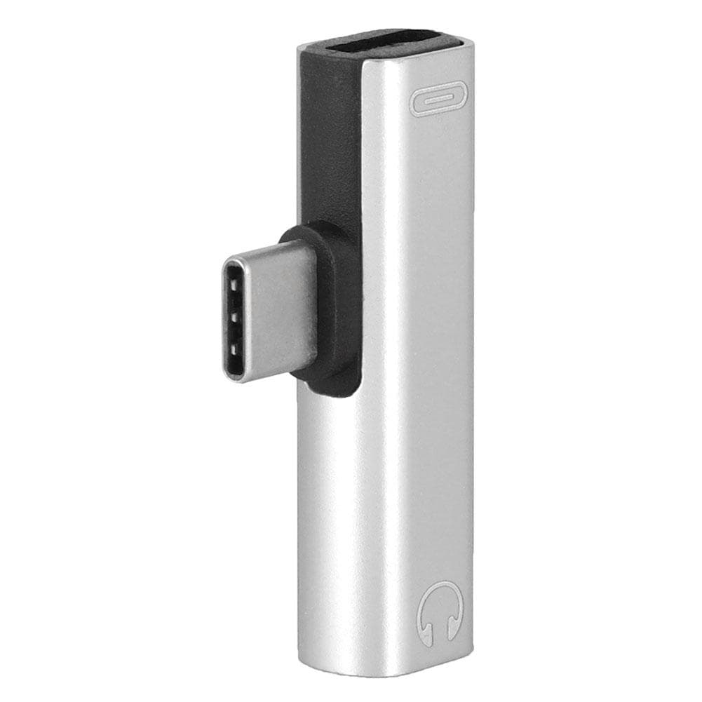 2 in 1 Type C to 3.5mm Jack Headphone USB Charging Converter Multi function Transverter Silver silver
