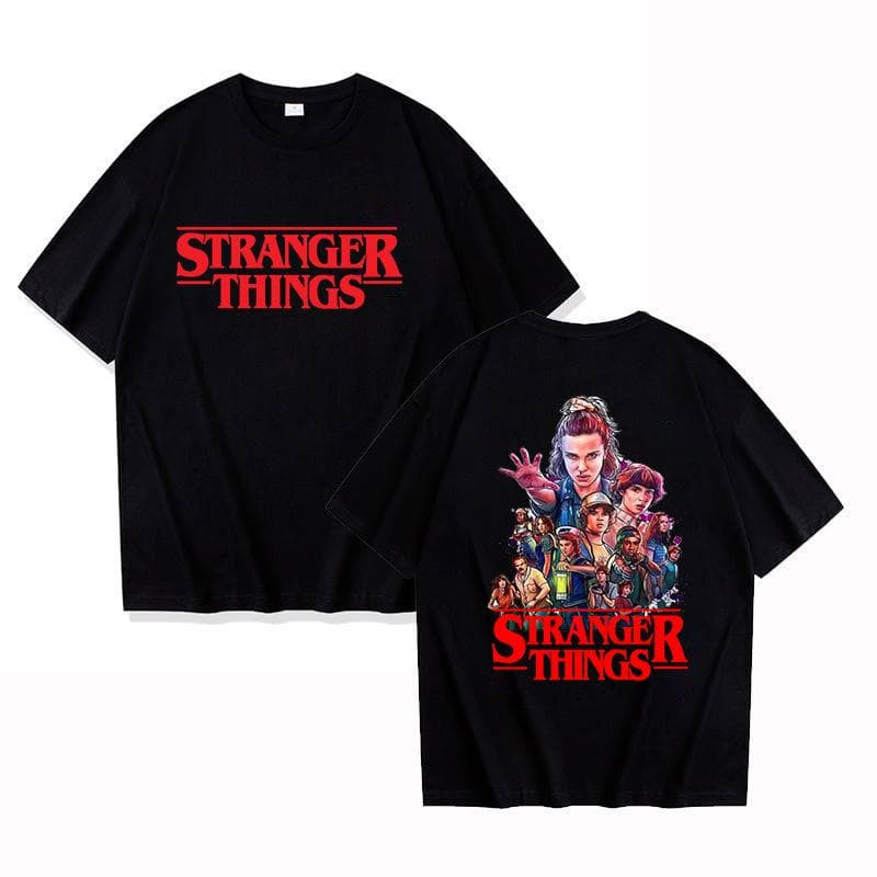 Stranger Things Unisex Summer Short Sleeve Top, Plus Size XXS-4XL, Cross-Border Exclusive Extra Small black