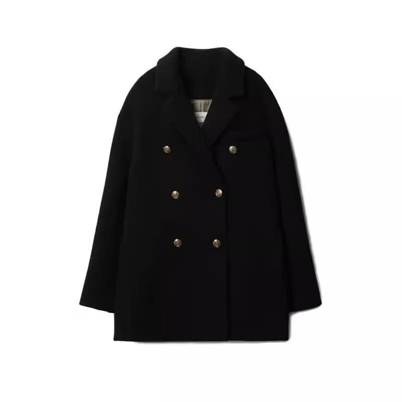 Autumn and Winter New Style Black Small Woolen Coat for Women Woolen Coat for Women XL black